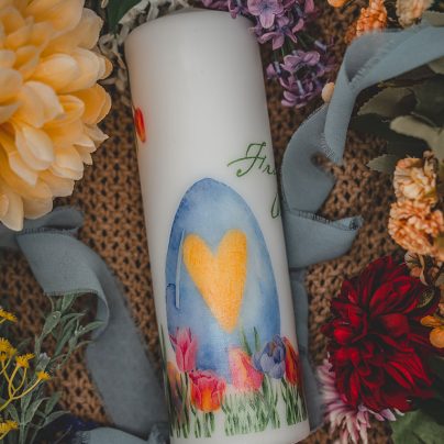 Herzwerk Store Osterei Blumenwiese blau gelb