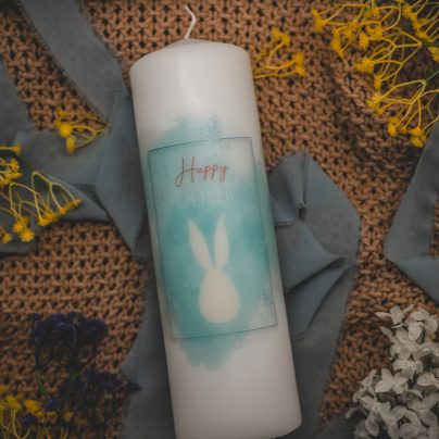 Herzwerk Store Osterhase aquarell blau Osterkerze