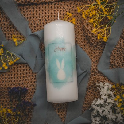 Herzwerk Store Osterhase aquarell blau Osterkerzen